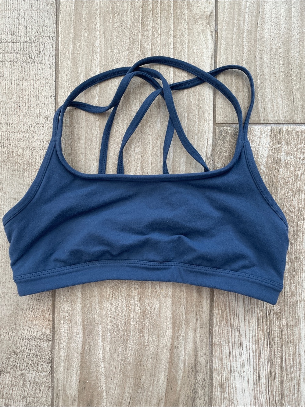 Athleta blue Full Focus sports bra, size Small